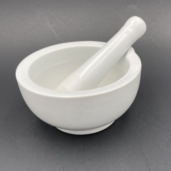 Unbranded Other - Vintage Porcelain/Ceramic Mortar and Pestle - White - Small 3.5"